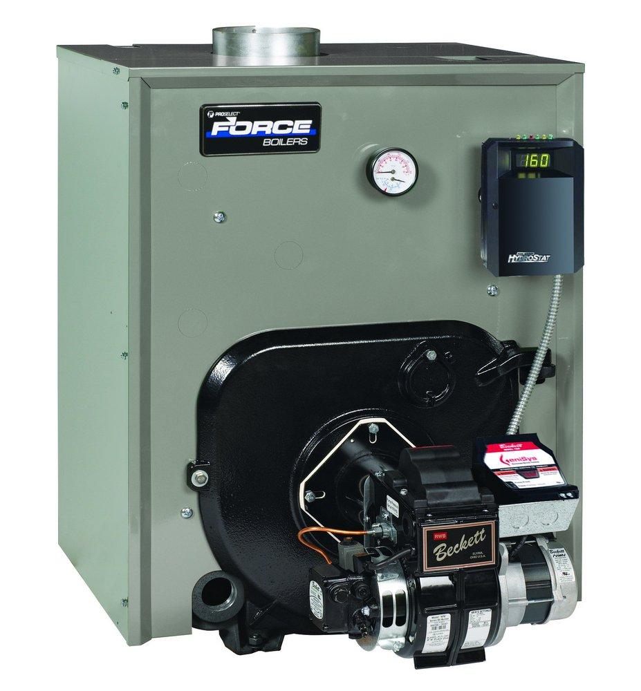PROSELECT Force Hot Water Oil Boiler 105 MBH 87% AFUE Chimney Vent with burner